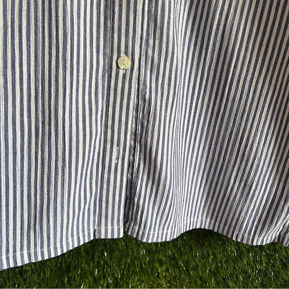 Vintage Embroidered Striped Short Sleeve Button Up Shirt - Picture 6 of 8
